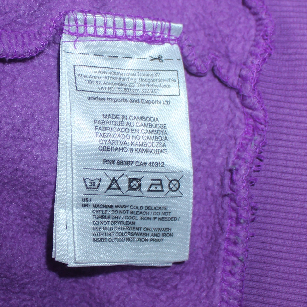 Womens UK Size M adidas Purple Pullover Hoodie