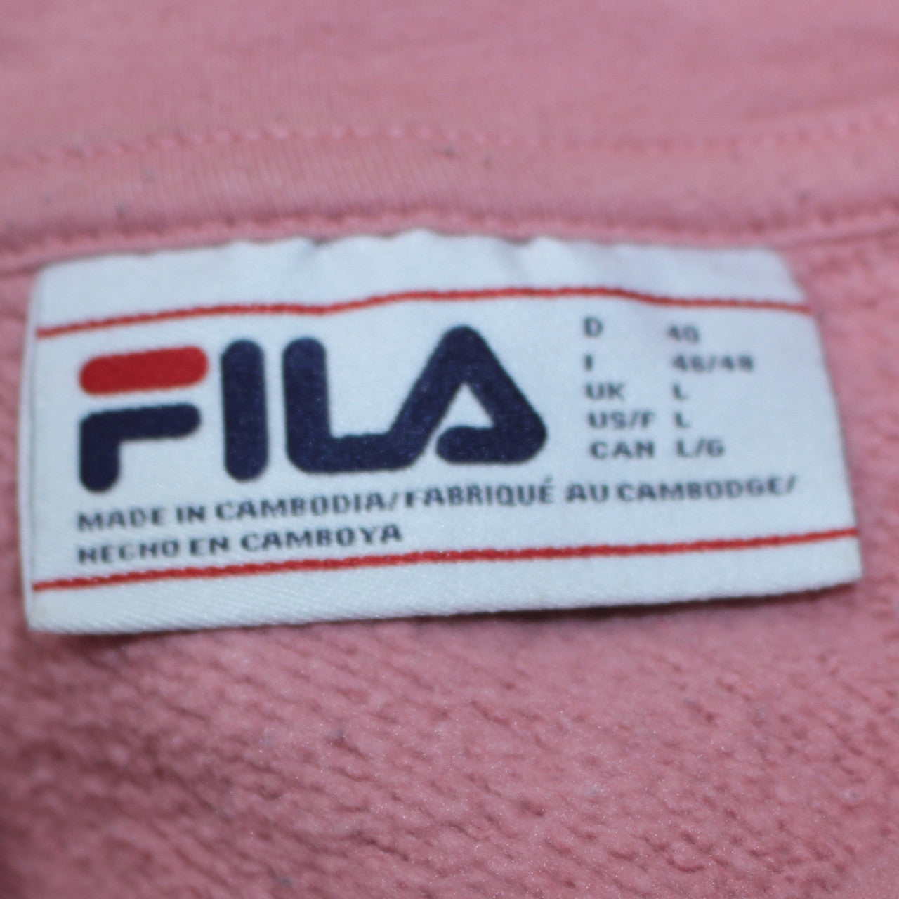 Womens UK Size L FILA Pink Pullover Hoodie