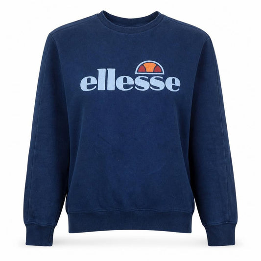 Front view of Ellesse Women's Navy Blue Logo Pullover Sweatshirt UK 8