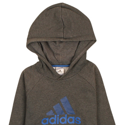 Adidas Boys Grey Pullover Hoodie 11-12 Years Logo Graphic Print
