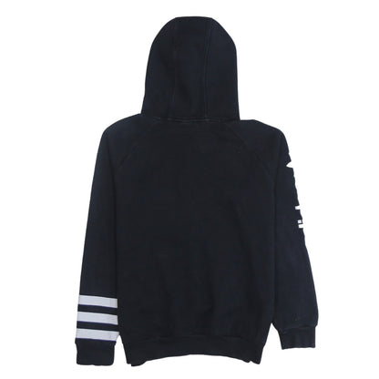Adidas Boys Black Hoodie 13–14Y Pullover Cotton Blend Graphic Print