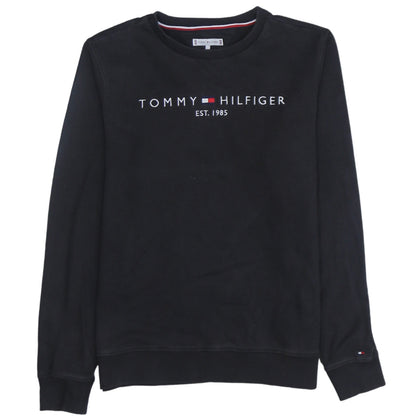 Tommy Hilfiger Boys Black Logo Crew Neck Sweatshirt Size 16 Years