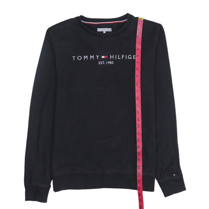 Tommy Hilfiger Boys Black Logo Crew Neck Sweatshirt Size 16 Years
