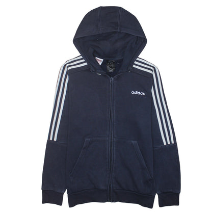 Adidas Boys Navy Blue Full Zip Hoodie Age 13-14 Years Lined Sportswear
