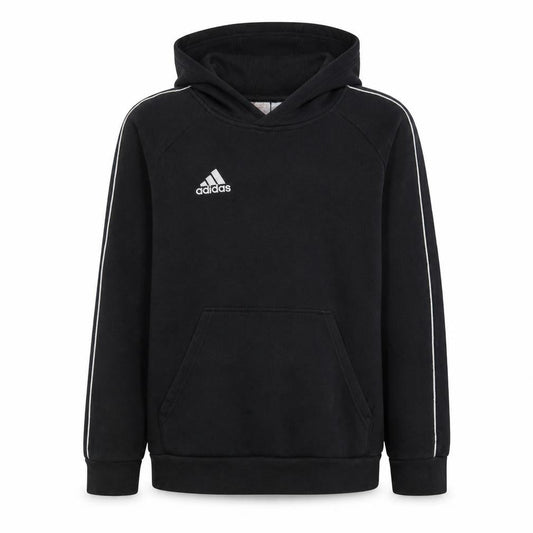 Front view of Adidas boys’ black hoodie 13-14 years pullover sportswear sweatshirt