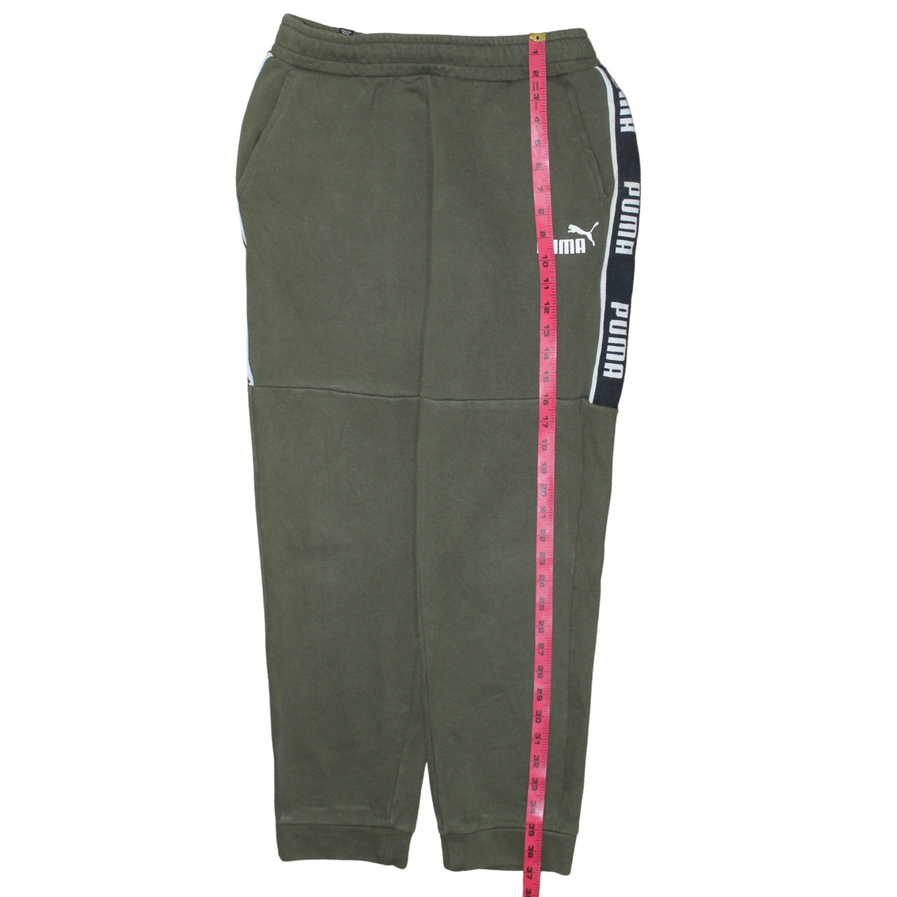 Mens UK Size M PUMA Regular Fit Jogger Green Trousers