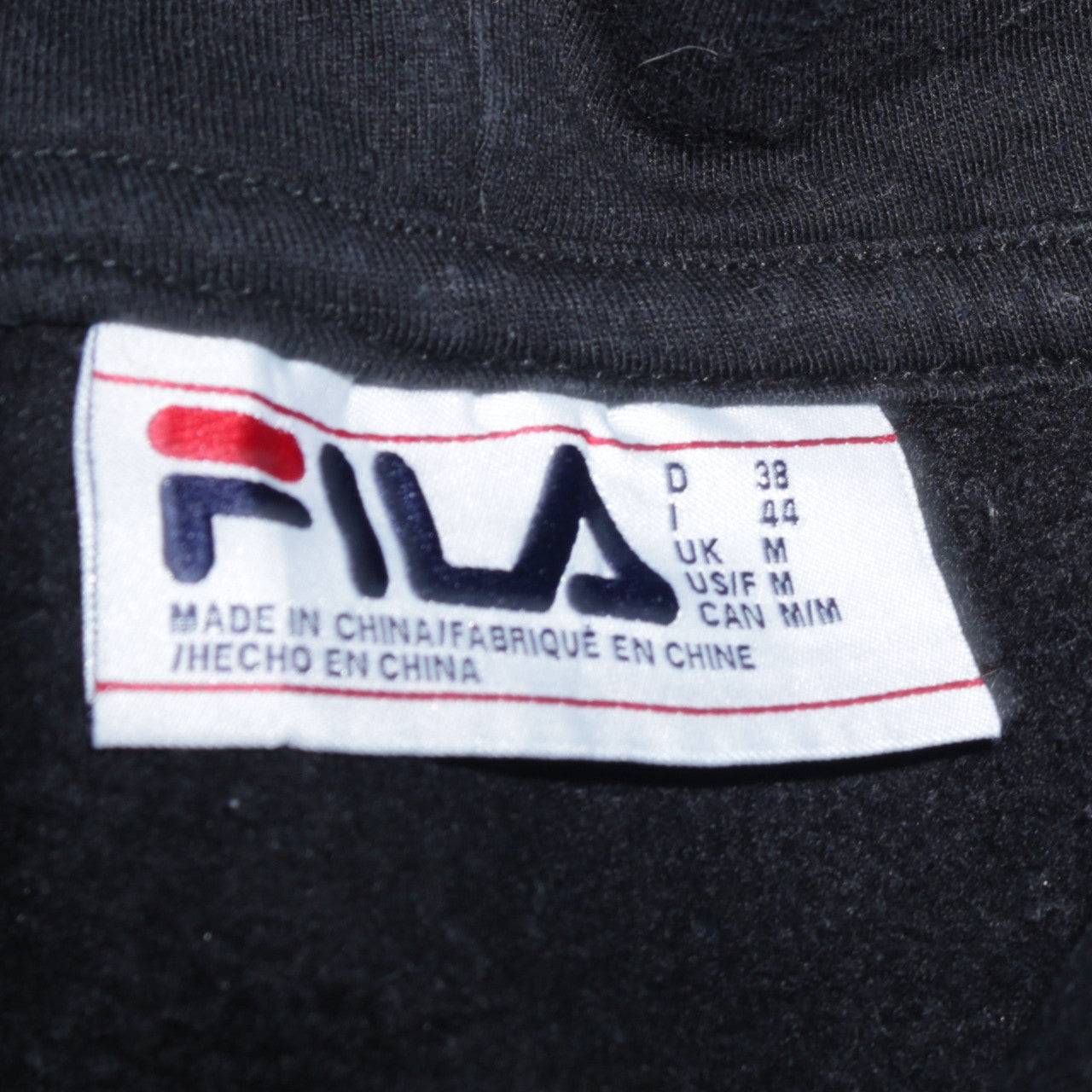 Mens UK Size M FILA Black Pullover Hoodie