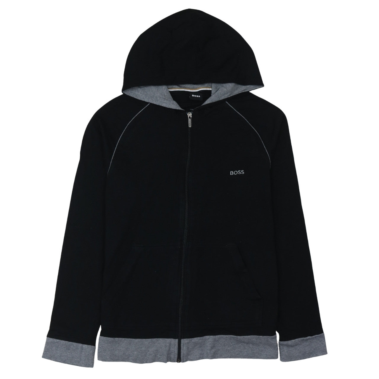 Mens UK Size M Boss Black Full Zip Hoodie