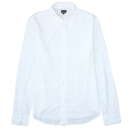 Calvin Klein Jeans Men's White Cotton Long Sleeve Button-Up Shirt L