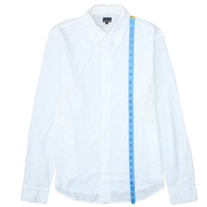 Calvin Klein Jeans Men's White Cotton Long Sleeve Button-Up Shirt L