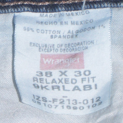 Mens UK Size L Wrangler Relaxed Fit Straight Blue Jeans