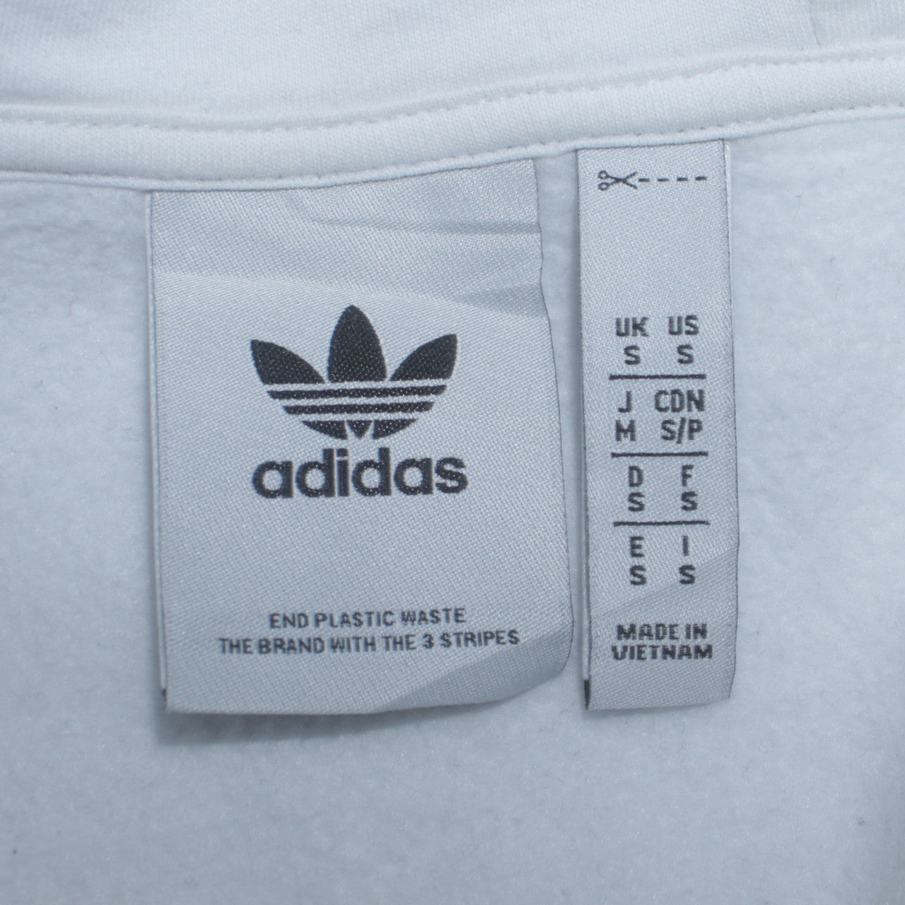 Mens UK Size S adidas White 1/2 Zip Hoodie