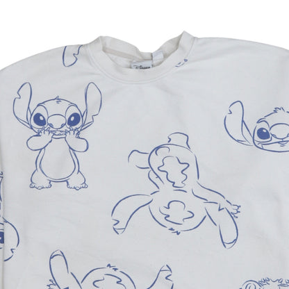 Disney Women White Stitch Print Pullover Sweatshirt Size 14/16