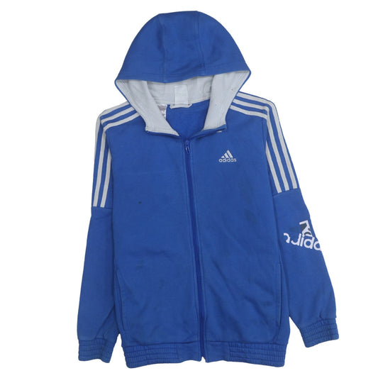 Boys UK Size 13-14 Years adidas Blue Full Zip Hoodie