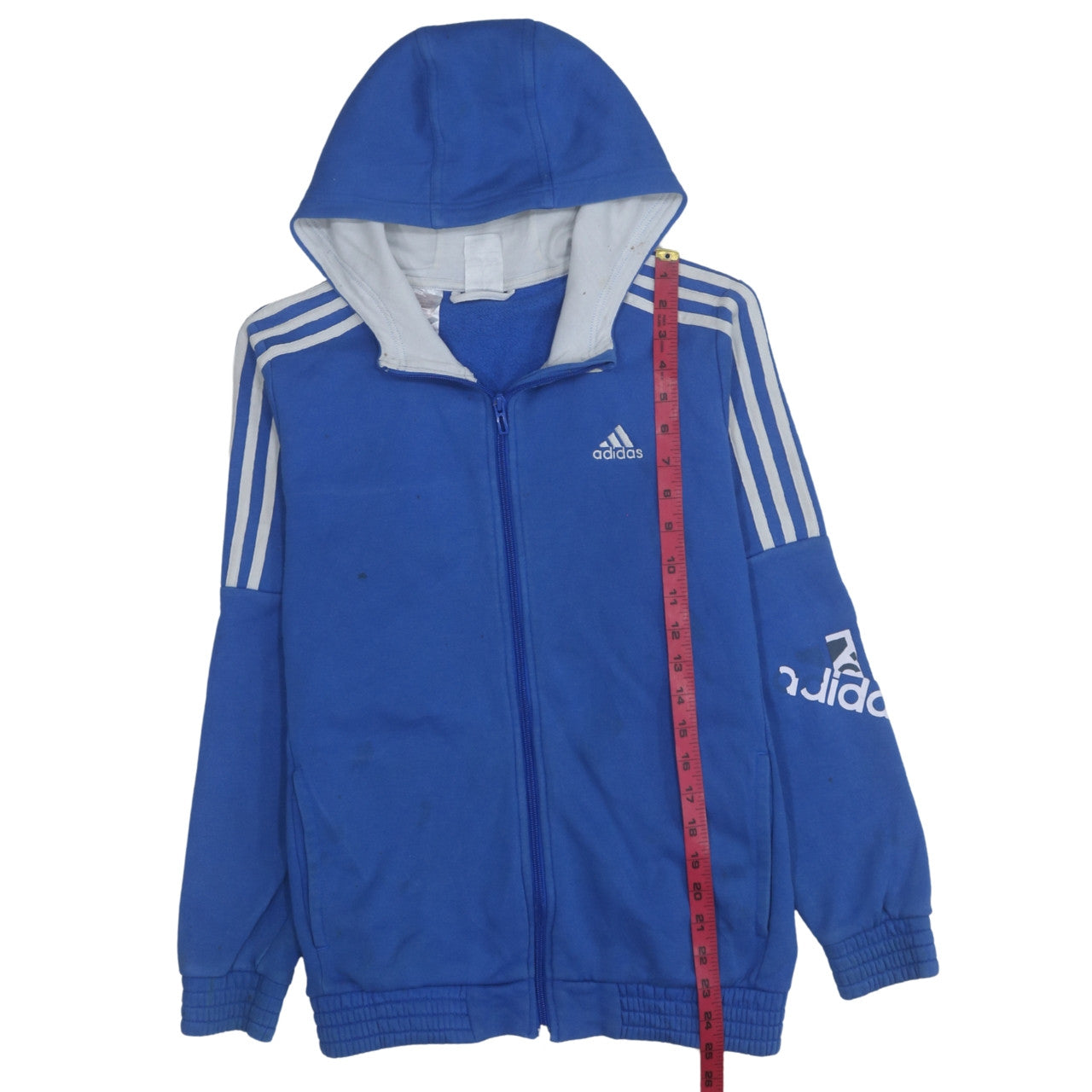 Boys UK Size 13-14 Years adidas Blue Full Zip Hoodie