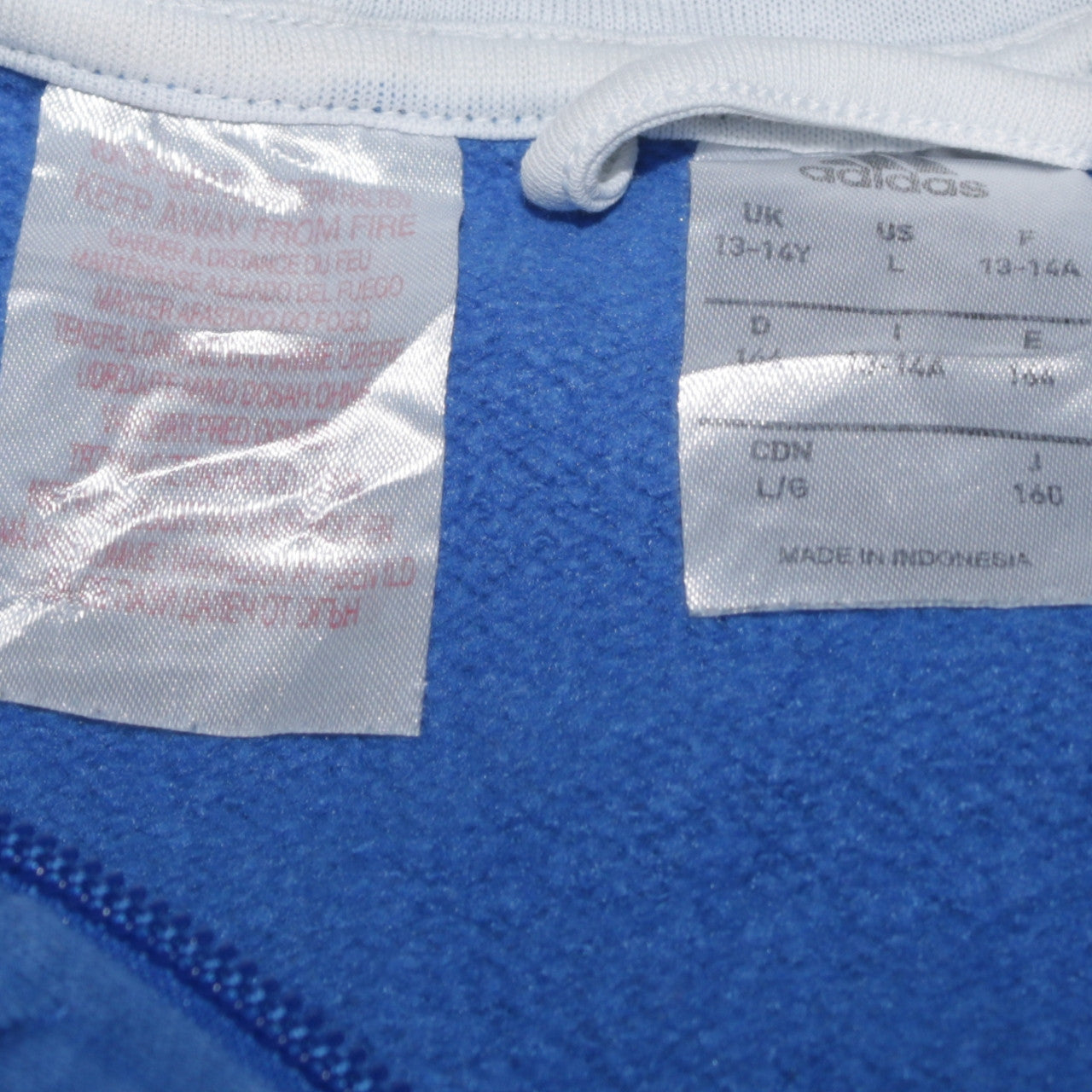 Boys UK Size 13-14 Years adidas Blue Full Zip Hoodie