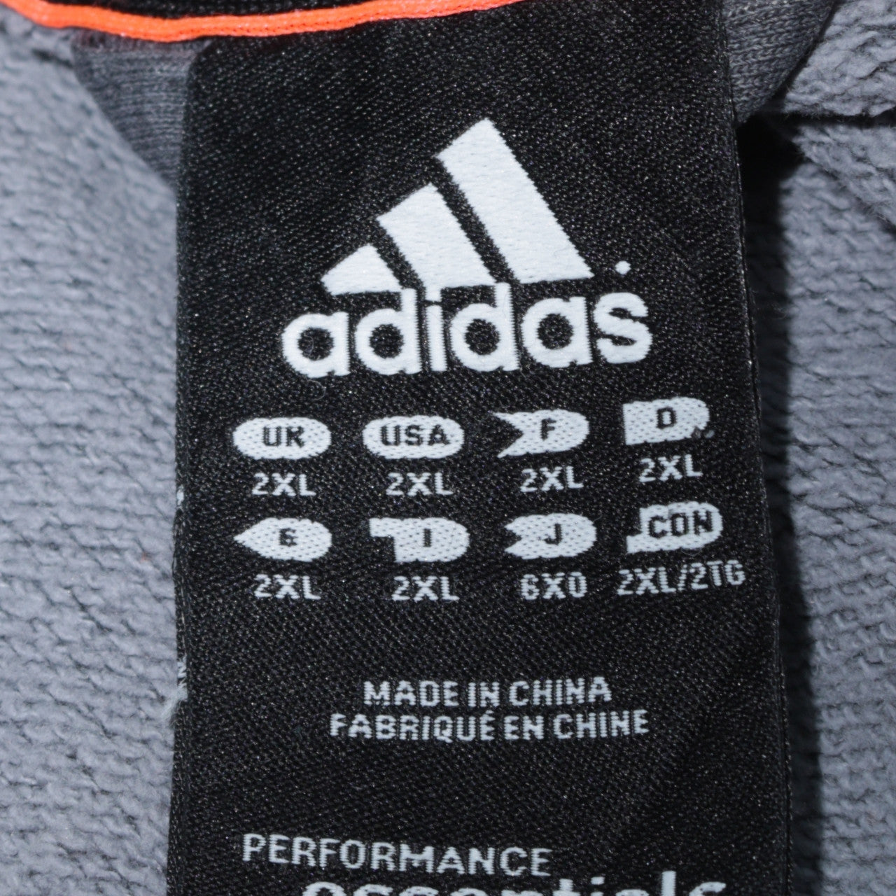 Mens UK Size 2XL adidas Grey Full Zip Hoodie