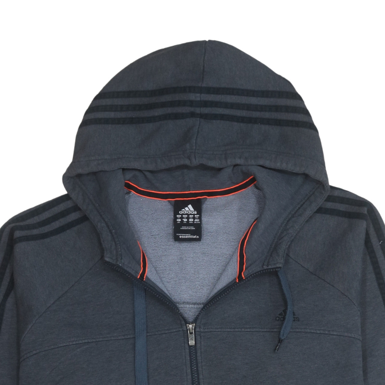 Mens UK Size 2XL adidas Grey Full Zip Hoodie