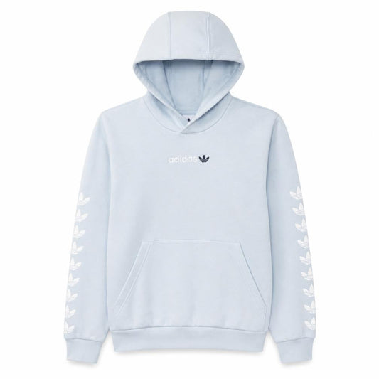 Front view of adidas girls’ blue pullover hoodie 13-14 years logo hooded sweatshirt