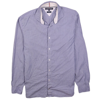 Tommy Hilfiger Men's Blue Striped Classic Fit Long Sleeve Shirt M