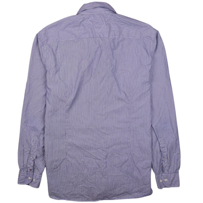 Tommy Hilfiger Men's Blue Striped Classic Fit Long Sleeve Shirt M