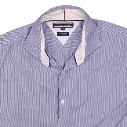 Tommy Hilfiger Men's Blue Striped Classic Fit Long Sleeve Shirt M