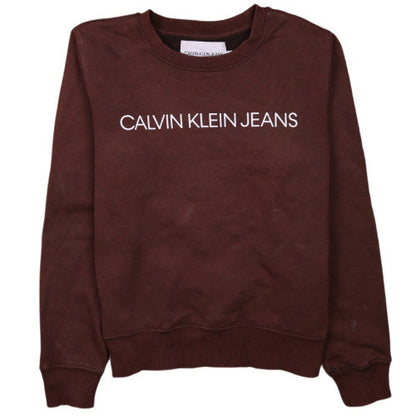 Womens UK Size XS Calvin Klein Jeans Brown Pullover Sweatshirt