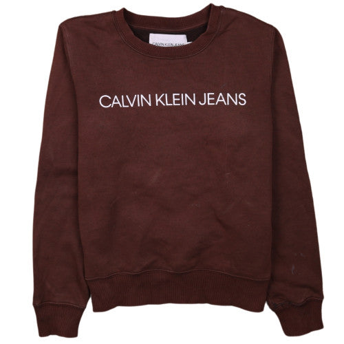 Womens UK Size XS Calvin Klein Jeans Brown Pullover Sweatshirt