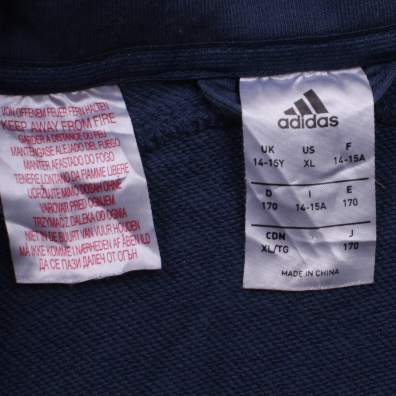 Adidas Girls Navy Full Zip Sweatshirt Hoodie Size 14-15 Years
