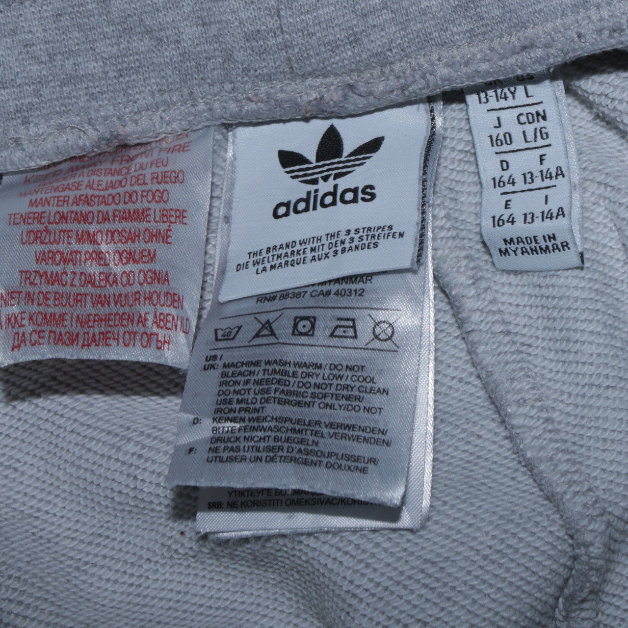 Boys UK Size 14 Years adidas Regular Fit Jogger Grey Trousers
