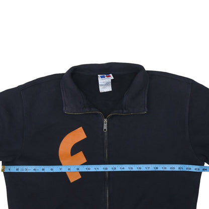 Mens UK Size XL Russell Black Full Zip Sweatshirt