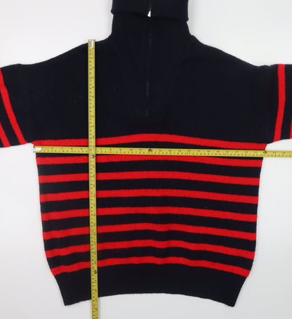 ZARA Women’s Black & Red Striped Roll Neck Knit Jumper Size 12