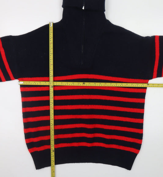 ZARA Women’s Black & Red Striped Roll Neck Knit Jumper Size 12