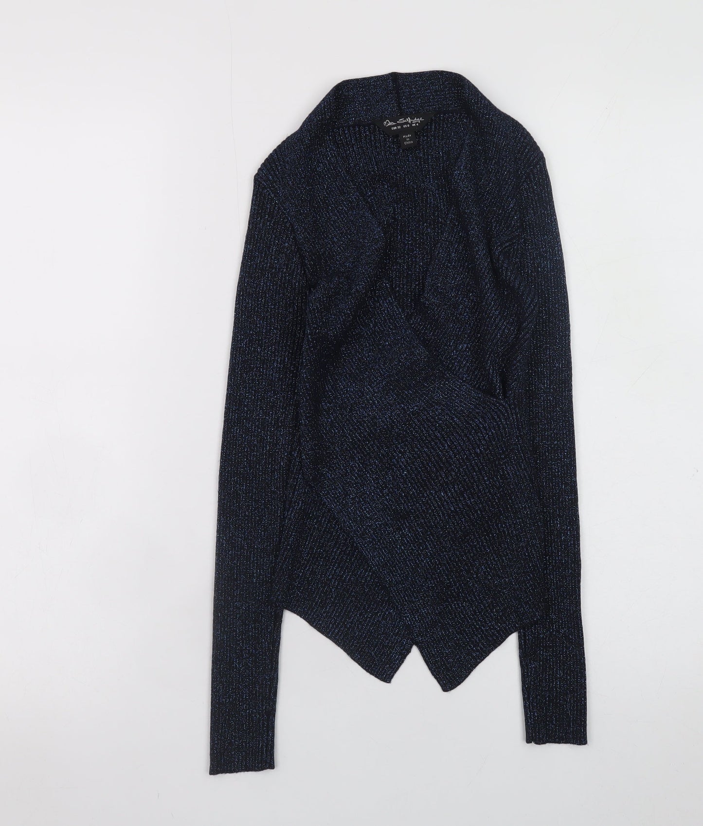Womens UK Size 4 Miss Selfridge Blue Wrap Blouse