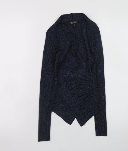 Womens UK Size 4 Miss Selfridge Blue Wrap Blouse