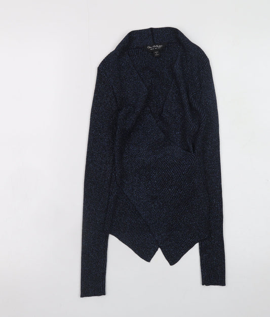 Womens UK Size 4 Miss Selfridge Blue Wrap Blouse