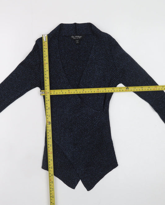 Womens UK Size 4 Miss Selfridge Blue Wrap Blouse