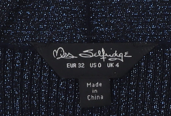 Womens UK Size 4 Miss Selfridge Blue Wrap Blouse