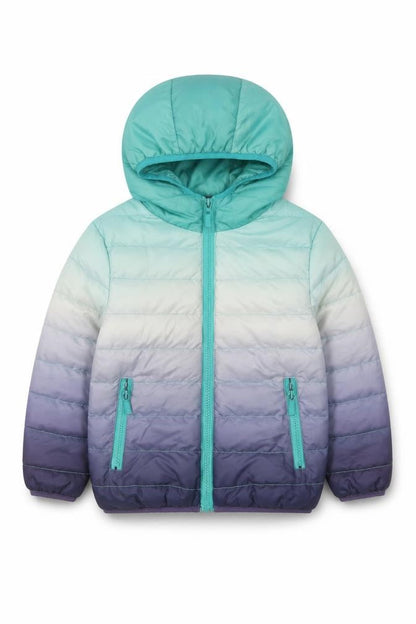 Front view of Niebieski Ksiezyc boys’ multicoloured 5-6 years hooded puffer jacket