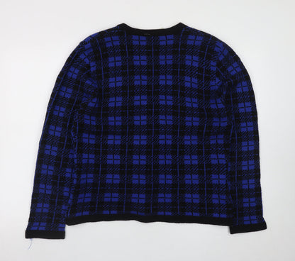 Susan Bristol Women's Blue Check Wool Blend Button Jacket Size L