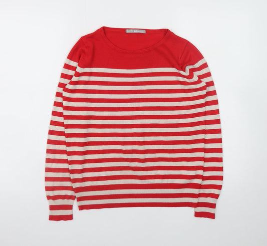 Marks and Spencer Womens Red Striped Acrylic Jumper Size 8