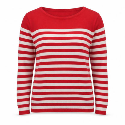 Marks and Spencer Womens Red Striped Acrylic Jumper Size 8