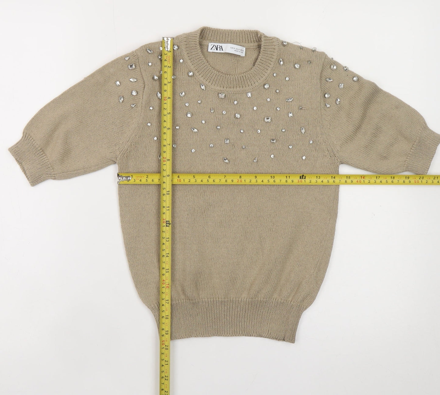 Womens UK Size S Zara Beige Pullover Jumper