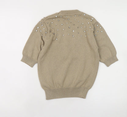 Womens UK Size S Zara Beige Pullover Jumper