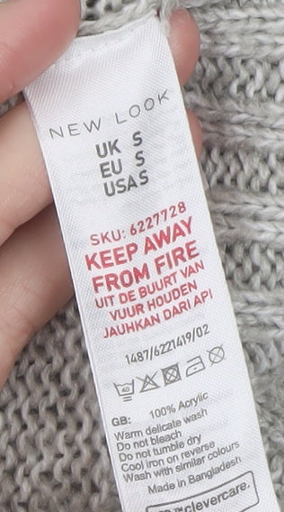 Womens UK Size S New Look Grey Pullover Jumper