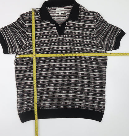 Marks and Spencer Men’s Black Geometric Collared Knit Jumper XL