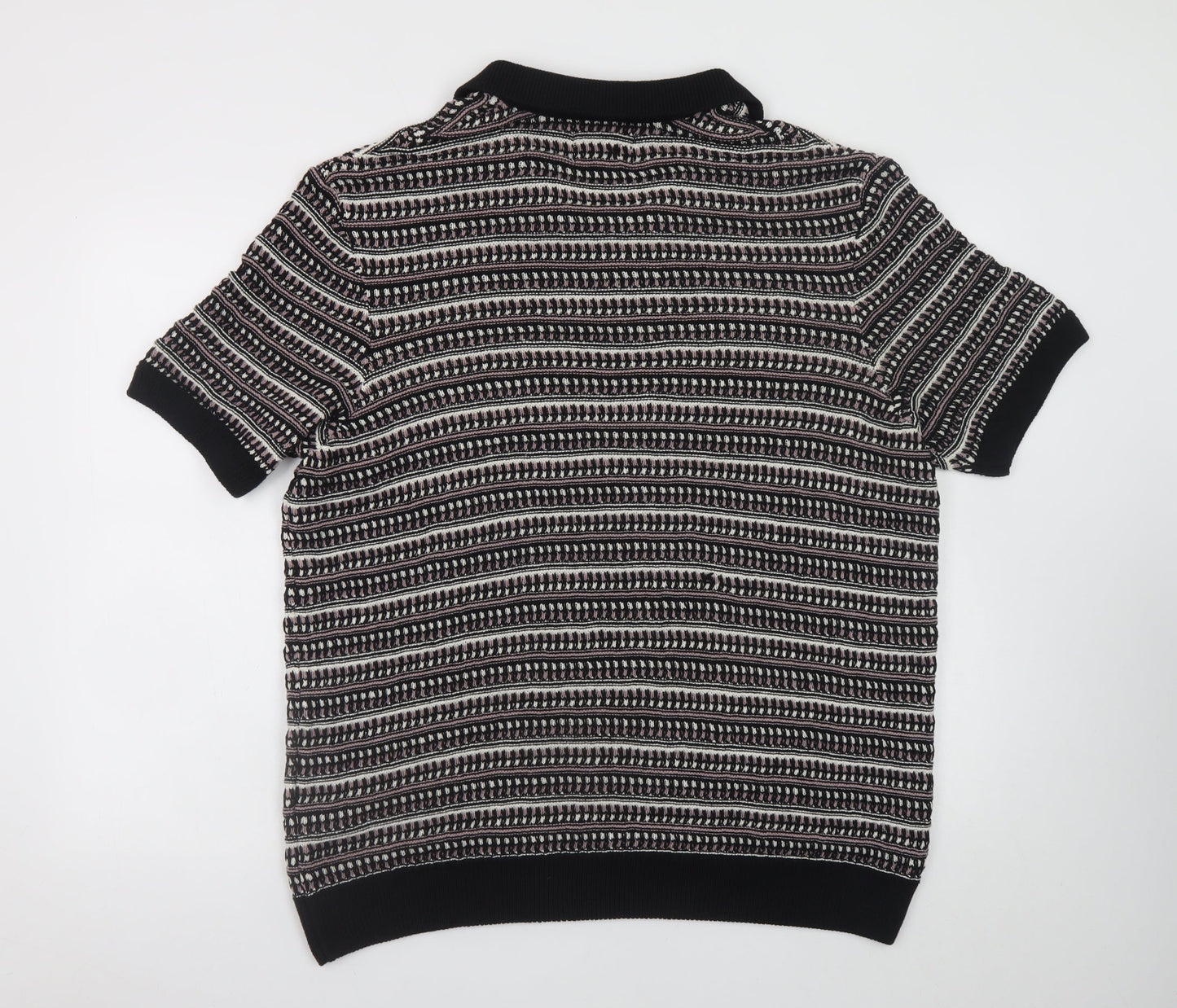 Marks and Spencer Men’s Black Geometric Collared Knit Jumper XL