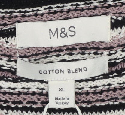 Marks and Spencer Men’s Black Geometric Collared Knit Jumper XL