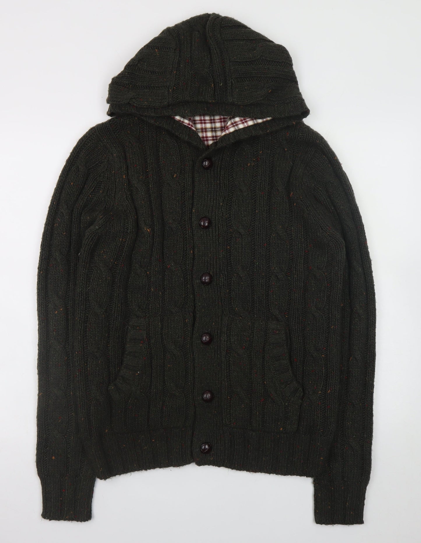 Mens UK Size M Cedar Wood State Green Cardigan Jumper