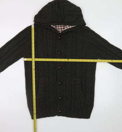 Mens UK Size M Cedar Wood State Green Cardigan Jumper